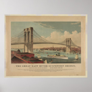 The Great East River Suspension Bridge - New York Poster