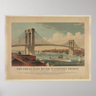 The Great East River Suspension Bridge - New York Poster