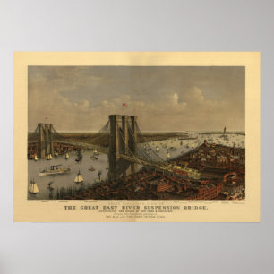 The Great East River Suspension Bridge Poster