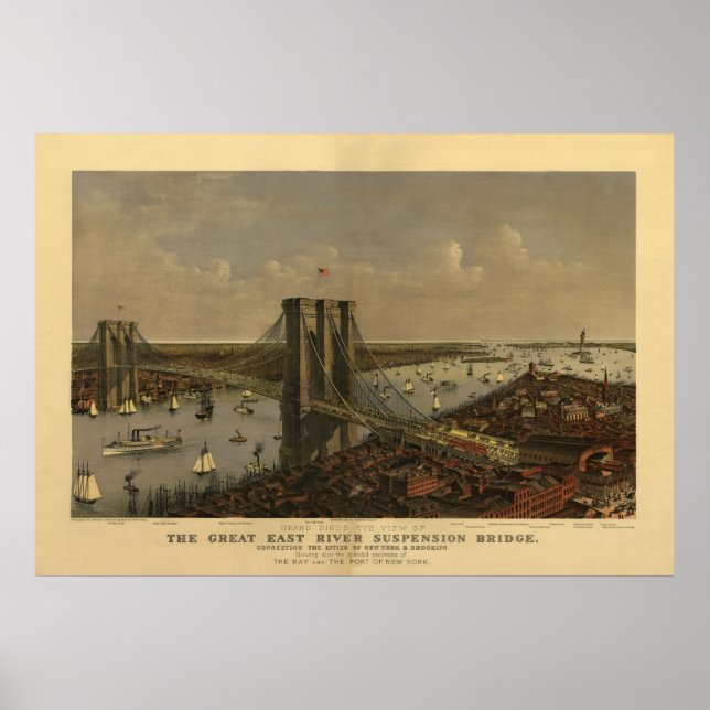 The Great East River Suspension Bridge Poster (Front)