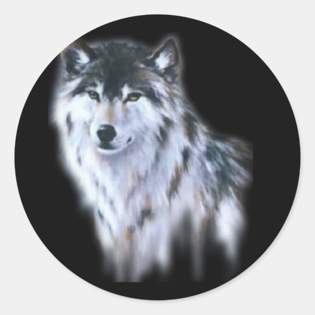 The great fierce wolf in all glory classic round sticker (Front)