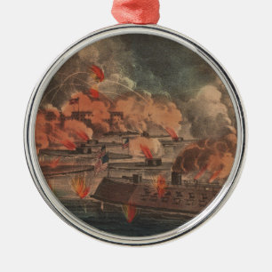 The Great Fight At Charleston 1863 Civil War Metal Tree Decoration