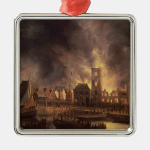 The Great Fire in the Old Town Hall, Amsterdam Metal Tree Decoration