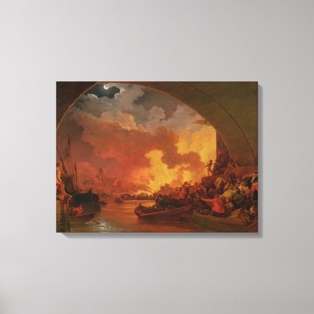 The Great Fire of London, c.1797 (oil on canvas) Canvas Print (Front)