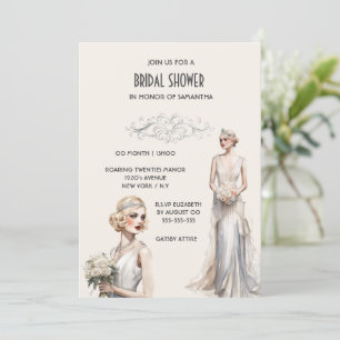 The Great Gatsby bridal shower bride ivory white Invitation