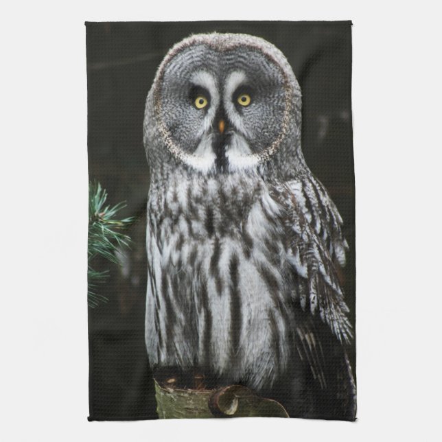 The Great Grey Owl ktcnm Tea Towel (Vertical)