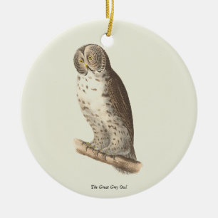 The Great Grey Owl (Strix nebulosa) NY Bird Image Ceramic Tree Decoration