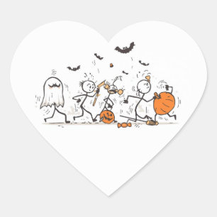 The Great Halloween Candy Fight – Playful Stick Heart Sticker