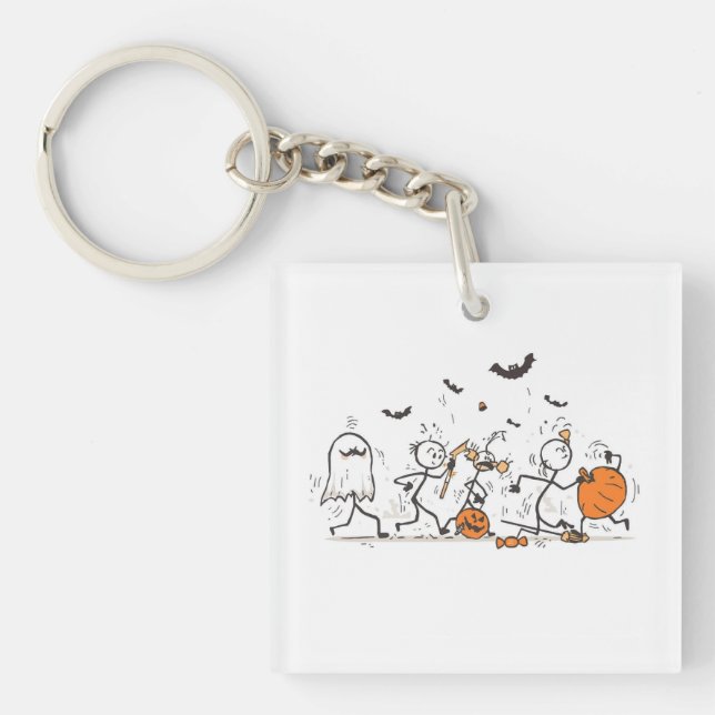 The Great Halloween Candy Fight – Playful Stick Key Ring (Front)