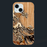 The Great Hokusai Wave Bamboo Inlay Style iPhone 15 Case<br><div class="desc">A custom design inspired by the Great Wave of Kanagawa painted by ancient Japanese artist Hokusai. It is rendered as to look like an intricate Bamboo Wood inlay decor background. Sounds good, a great gift idea. Use the "Ask this Designer" link to contact us with your special design requests or...</div>