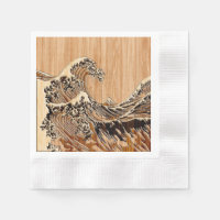 The Great Hokusai Wave Bamboo Wood Grain Style