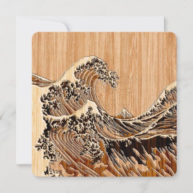 The Great Hokusai Wave Bamboo Wood Style (Front)