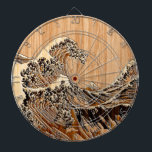 The Great Hokusai Wave Bamboo Wood Style Accent Dartboard<br><div class="desc">A custom design inspired by the Great Wave of Kanagawa painted by ancient Japanese artist Hokusai. It is rendered as to look like an intricate Bamboo Wood inlay decor background. Sounds good, a great gift idea. Use the "Ask this Designer" link to contact us with your special design requests or...</div>