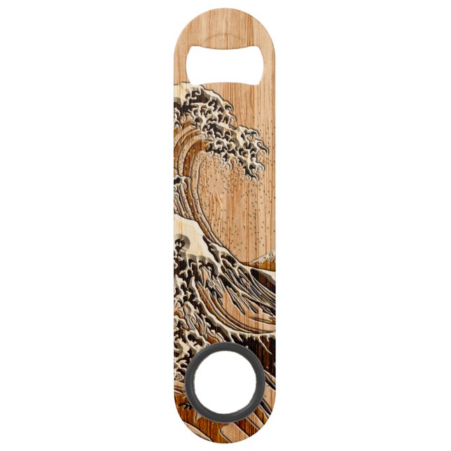 The Great Hokusai Wave Bamboo Wood Style decor (Front)
