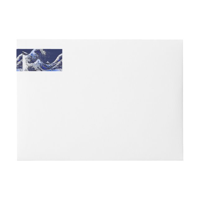 The Great Hokusai Wave chrome carbon fiber styles Wrap Around Label (Front)