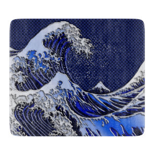 The Great Hokusai Wave chrome carbon fibre Decor Cutting Board