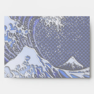 The Great Hokusai Wave chrome carbon fibre Decor Envelopes