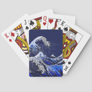 The Great Hokusai Wave chrome carbon fibre styles Playing Cards