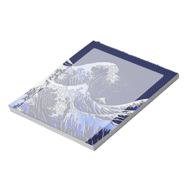 The Great Hokusai Wave Chrome Carbon Looks Notepad (Rotated)