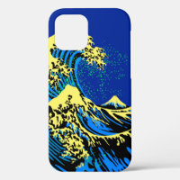The Great Hokusai Wave in Blue Pop Art Style