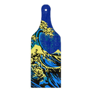 The Great Hokusai Wave in Blue Pop Art Style Cutting Board