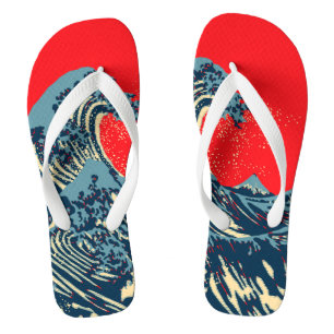 The Great Hokusai Wave in Hope Art Style Flip Flops
