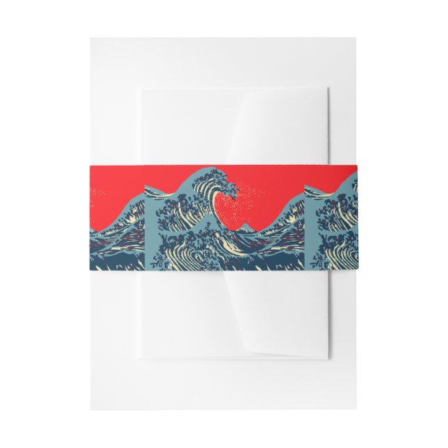 The Great Hokusai Wave in Hope Art Style Invitation Belly Band (Front Example)
