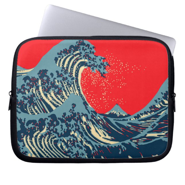 The Great Hokusai Wave in Hope Art Style Laptop Sleeve (Front)