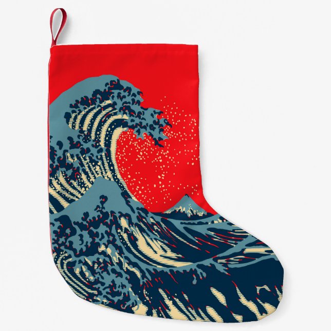 The Great Hokusai Wave in Hope Art Style Small Christmas Stocking (Front)