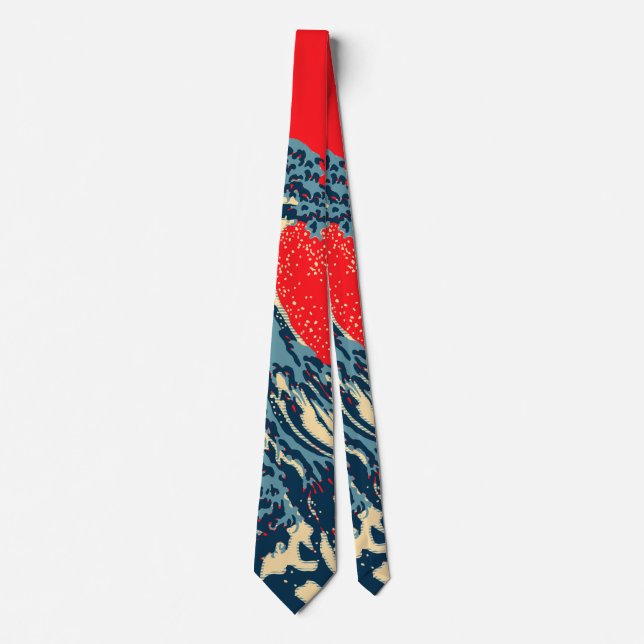 The Great Hokusai Wave in Hope Art Style Tie (Front)