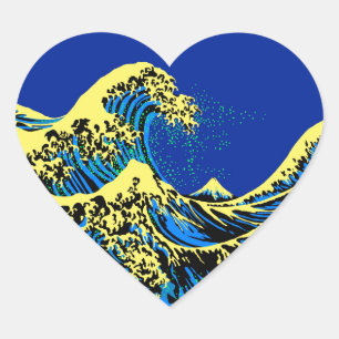 The Great Hokusai Wave in Pop Art Style Accent Heart Sticker