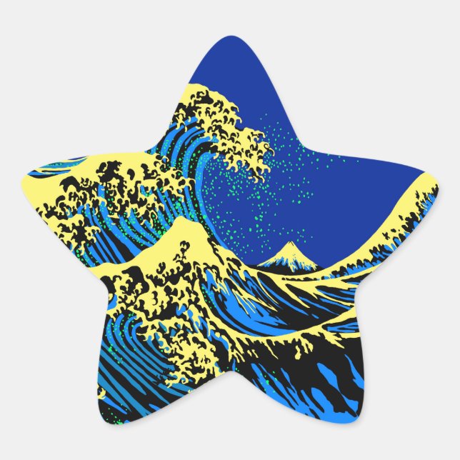 The Great Hokusai Wave in Pop Art Style Accent Star Sticker (Front)