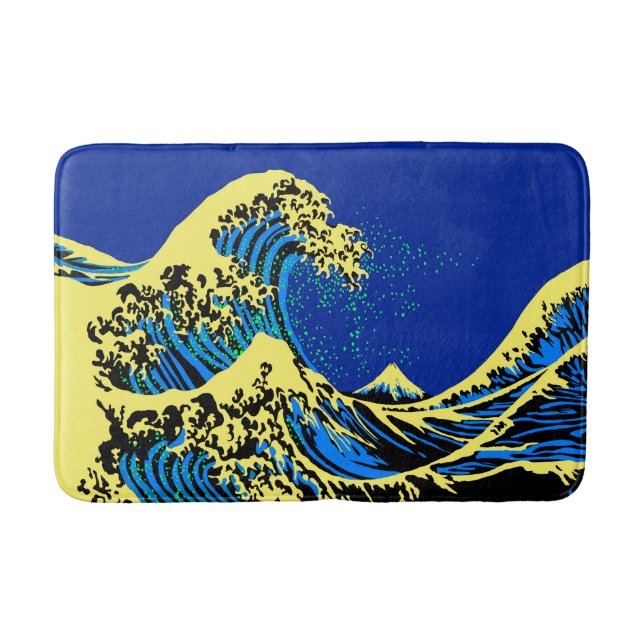 The Great Hokusai Wave in Pop Art Style Bath Mat (Front)