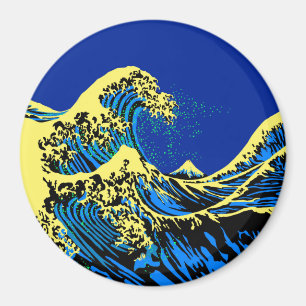 The Great Hokusai Wave in Pop Art Style Decor Magnet