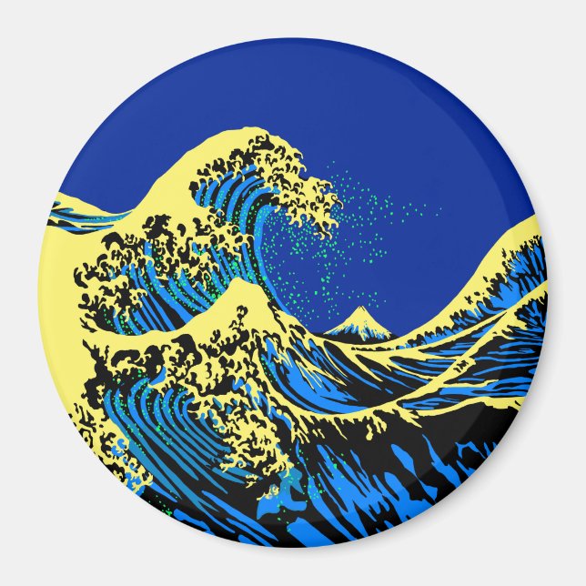 The Great Hokusai Wave in Pop Art Style Decor Magnet (Front)