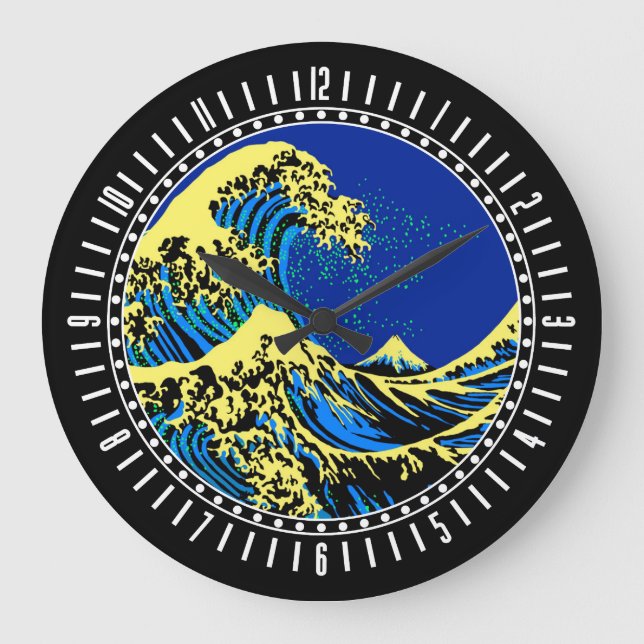 The Great Hokusai Wave in Pop Art Style Dial on a Large Clock (Front)