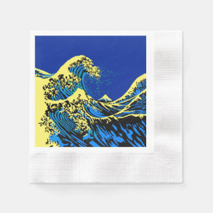 The Great Hokusai Wave in Pop Blue Napkin