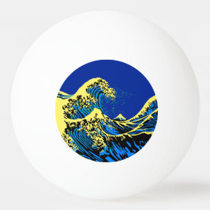 The Great Hokusai Wave in Vibrant Pop Style Ping Pong Ball