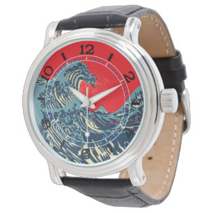 The Great Hokusai Wave in Vibrant Style Dial Watch