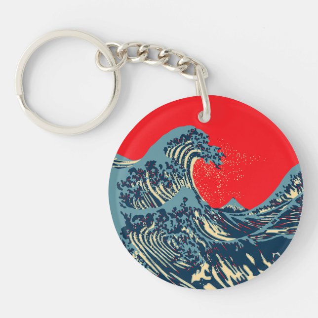 The Great Hokusai Wave Pop Decor Key Ring (Front)