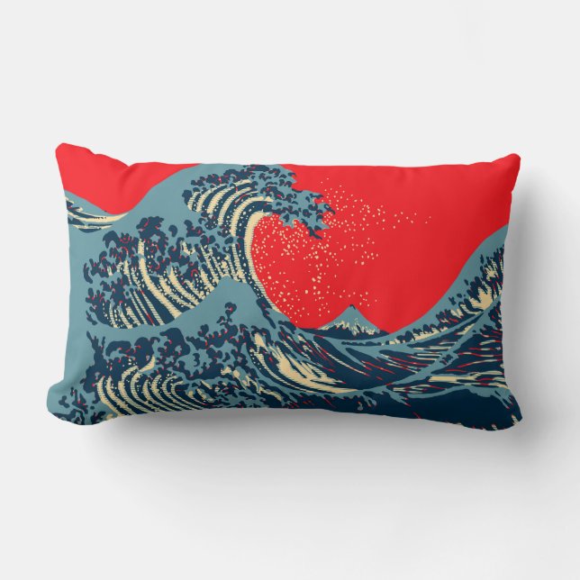 The Great Hokusai Wave Pop Decor Lumbar Cushion (Front)
