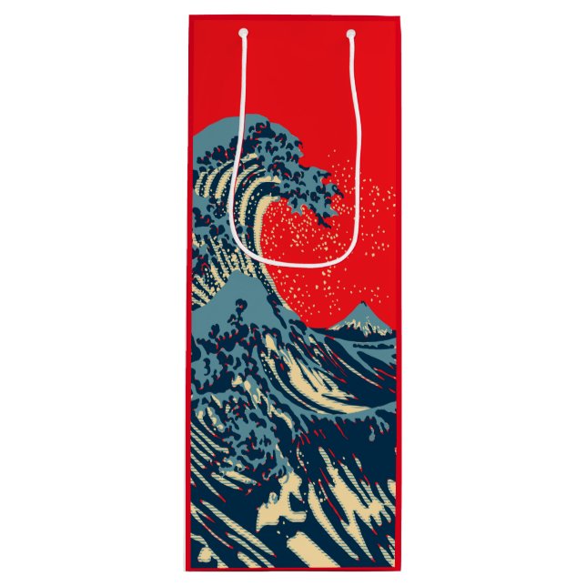 The Great Hokusai Wave Pop Decor Wine Gift Bag (Front)