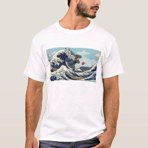 The Great Kaiju Wave - Epic Hokusai Monster Parody T-Shirt