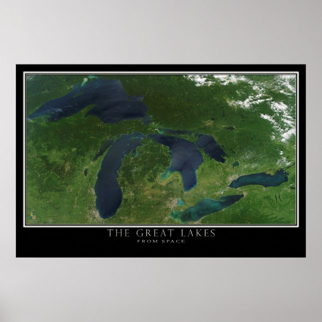 The Great Lakes From Space Satellite Map Poster (Front)