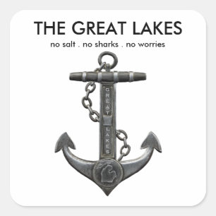 The Great Lakes, nautical anchor design    Square Sticker