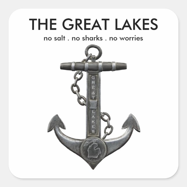 The Great Lakes, nautical anchor design    Square Sticker (Front)