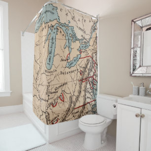 The Great Lakes of North America Map Shower Curtain