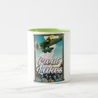 The Great Lakes plane travel poster Two-Tone Coffee Mug