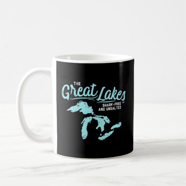 The Great Lakes Shark Free And Unsalted Summer Vac Coffee Mug (Left)