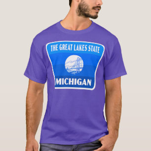The Great Lakes State Michigan Retro Badge Blue T-Shirt
